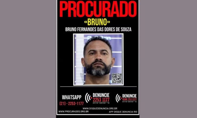 Disque denúncia emite cartaz de procurado com foto de ex-goleiro bruno