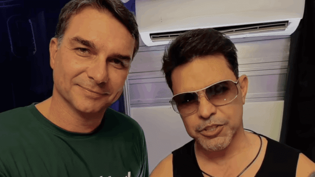 Flávio grava vídeo com zezé di camargo para bolsonaro