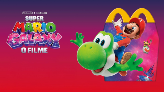 Mclanche feliz celebra lançamento de super mario galaxy: o filme
