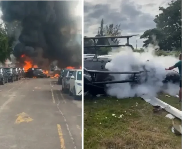 Colisão entre helicópteros no rio deixa seis mortos e na queda incendeia veículos