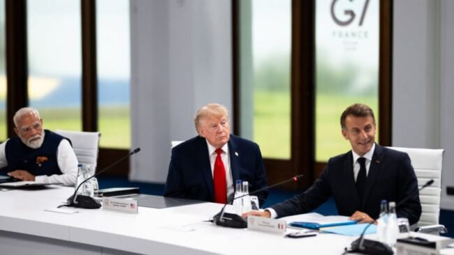 “eu sou o chefe”, brinca trump ao chegar atrasado para reunião do g7