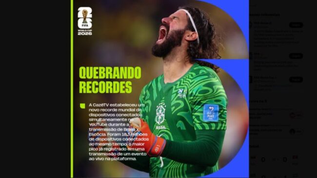 Fifa exalta cazétv por recorde mundial de audiência no streaming